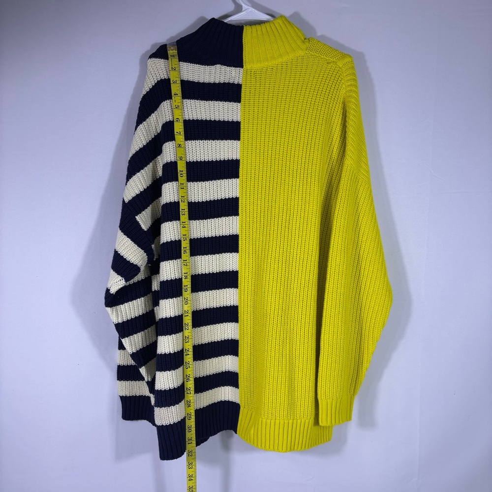 NWT STAUD Hampton Oversized Two Tone Chartreuse Sweater Size Large - Picture 3 of 8